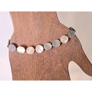 Peyote Bird Mother Of Pearl Abalone Shell Flat Discs 7" Bracelet Heart Charm NWT
